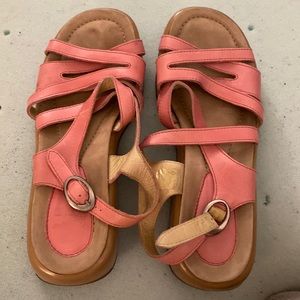 Dansko strappy pink woven leather sandals. Size 42 euro, 11 Women’s. Like new
